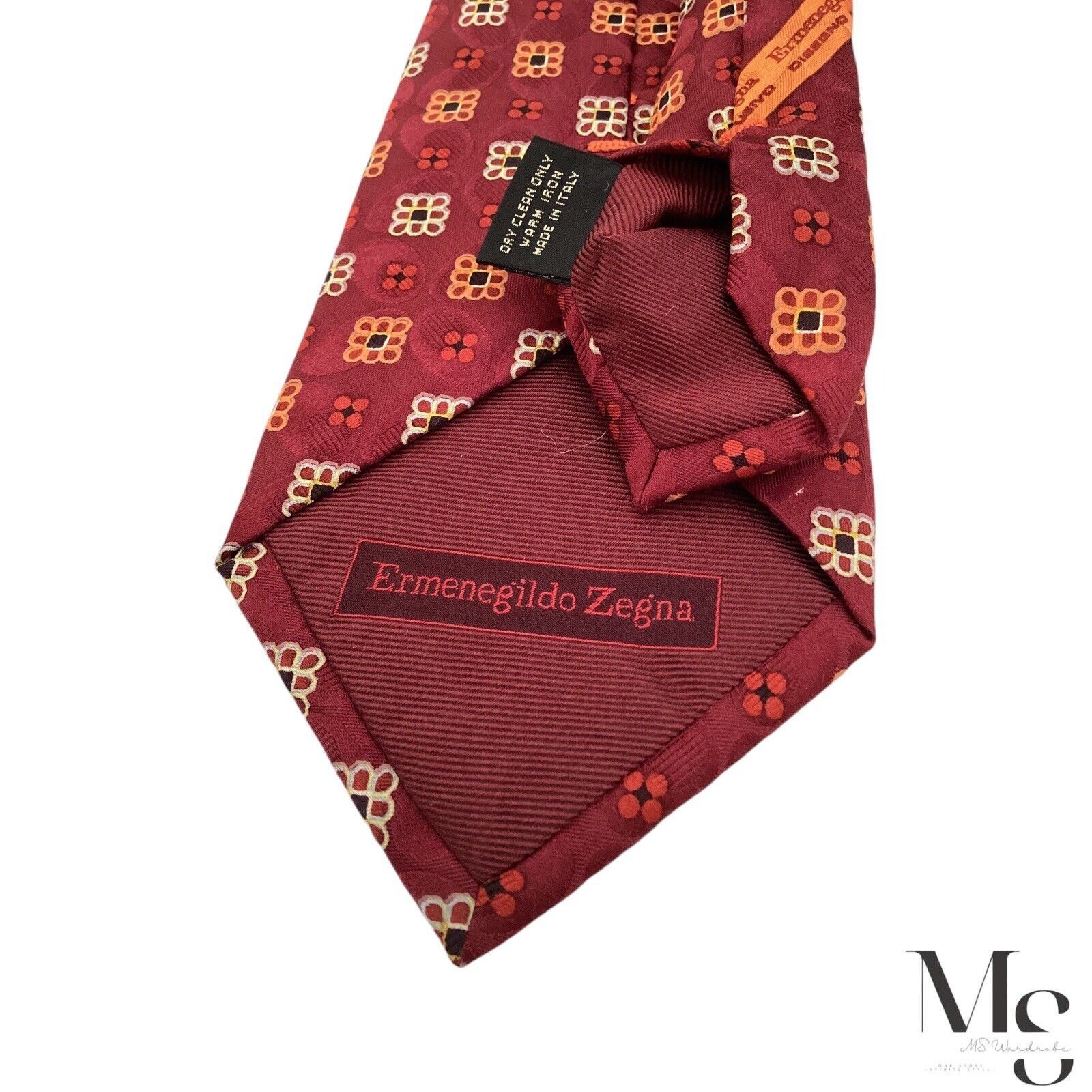 Ermenegildo Zegna ERMENEGILDO ZEGNA Burgundy Geometric Silk Tie Made In Italy Size ONE SIZE - 5 Thumbnail