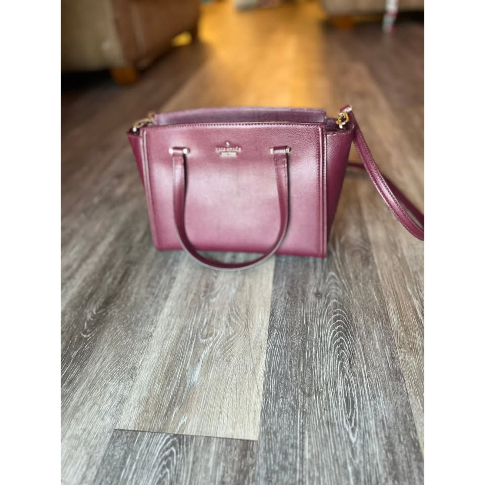 Kate Spade Kate Spade Maroon Leather Tote Inside Zipper | Crossbody Size ONE SIZE - 6 Thumbnail