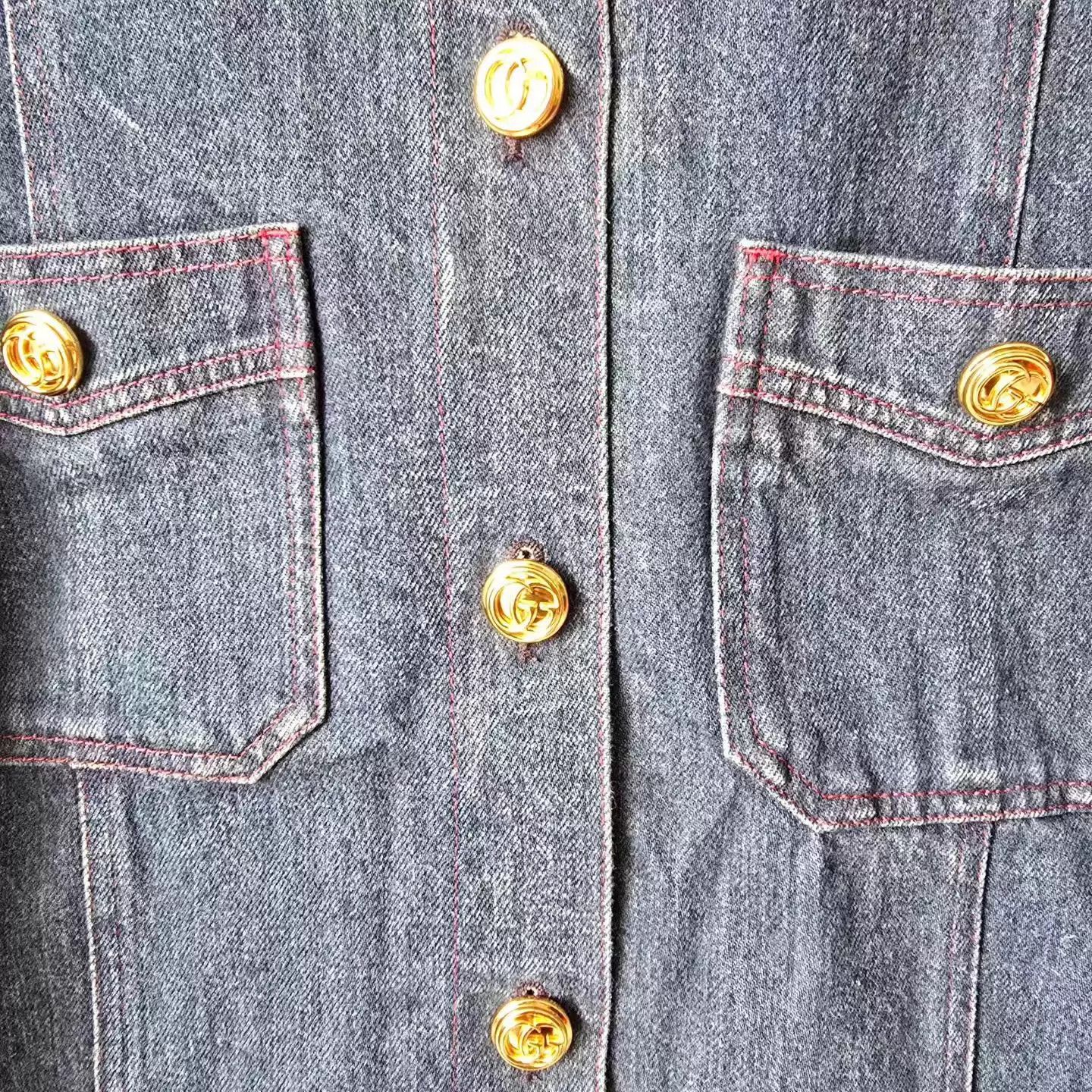 Gucci Gucci Blue 4-Pocket Crew Neck Denim Single-Breasted Jacket Size S / US 4 / IT 40 - 3 Thumbnail
