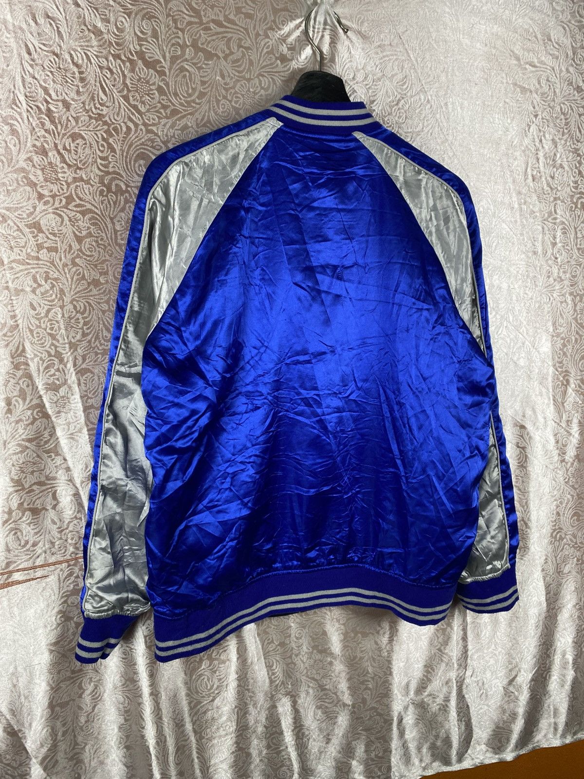 Japanese Brand GGD Edition Blue Silver Satin Sukajan Bomber Jacket Japan Size US M / EU 48-50 / 2 - 9 Thumbnail