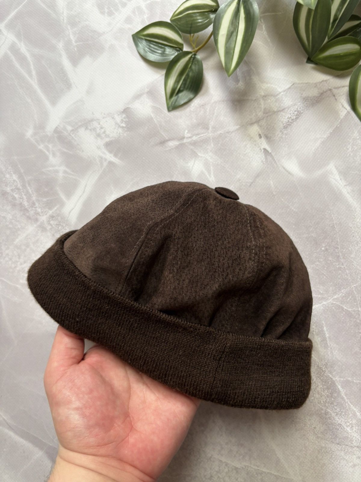Other Mens Leather Docker Hat Brimless Sailor Rolled Cuff L/XL Size ONE SIZE - 2 Thumbnail