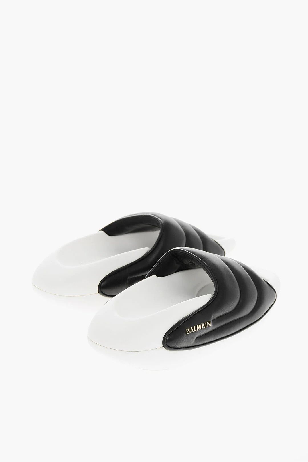 Balmain og1mm0326 Quilted Leather Sandals in White/Black Size US 11 / EU 44 - 3 Thumbnail