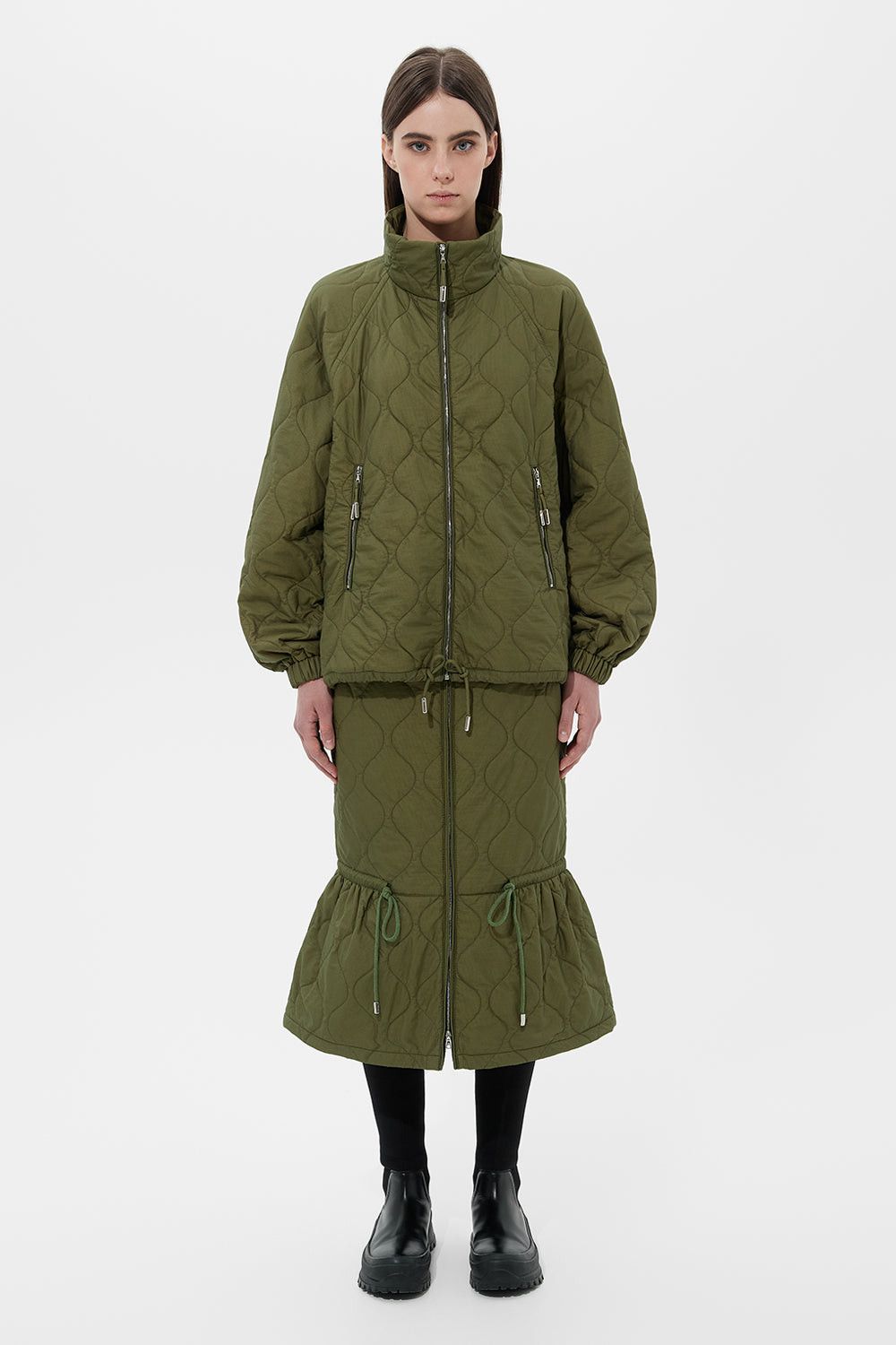 IENKI IENKI o1s22i1n1024 Quilted Trial Jacket in Olive Green Size S / US 4 / IT 40 - 2 Thumbnail