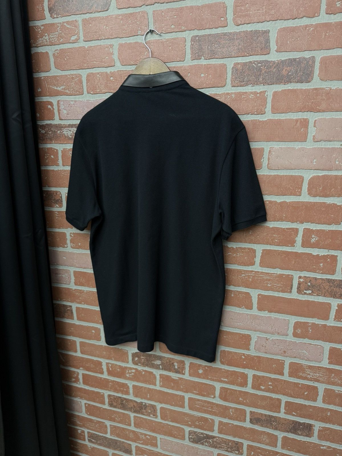 Gucci Men’s Black Gucci Polo Shirt Leather Collar Size US XL / EU 56 / 4 - 7 Thumbnail