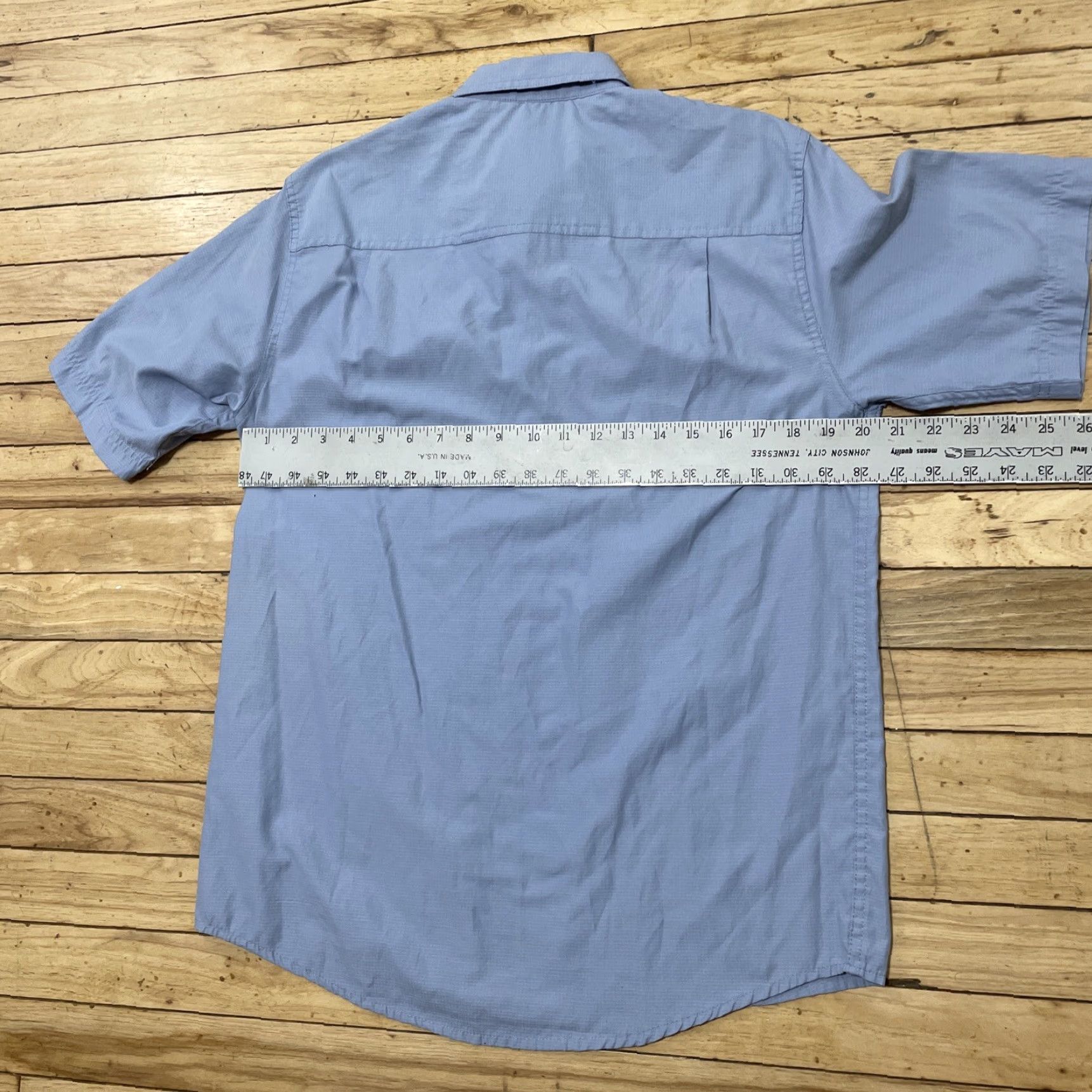 Vintage G.H. Bass & Co. Hiking Shirt Mens S Light Blue Check Ripstop Button-Up Short Sleeve Casual Workwear Size US S / EU 44-46 / 1 - 7 Thumbnail