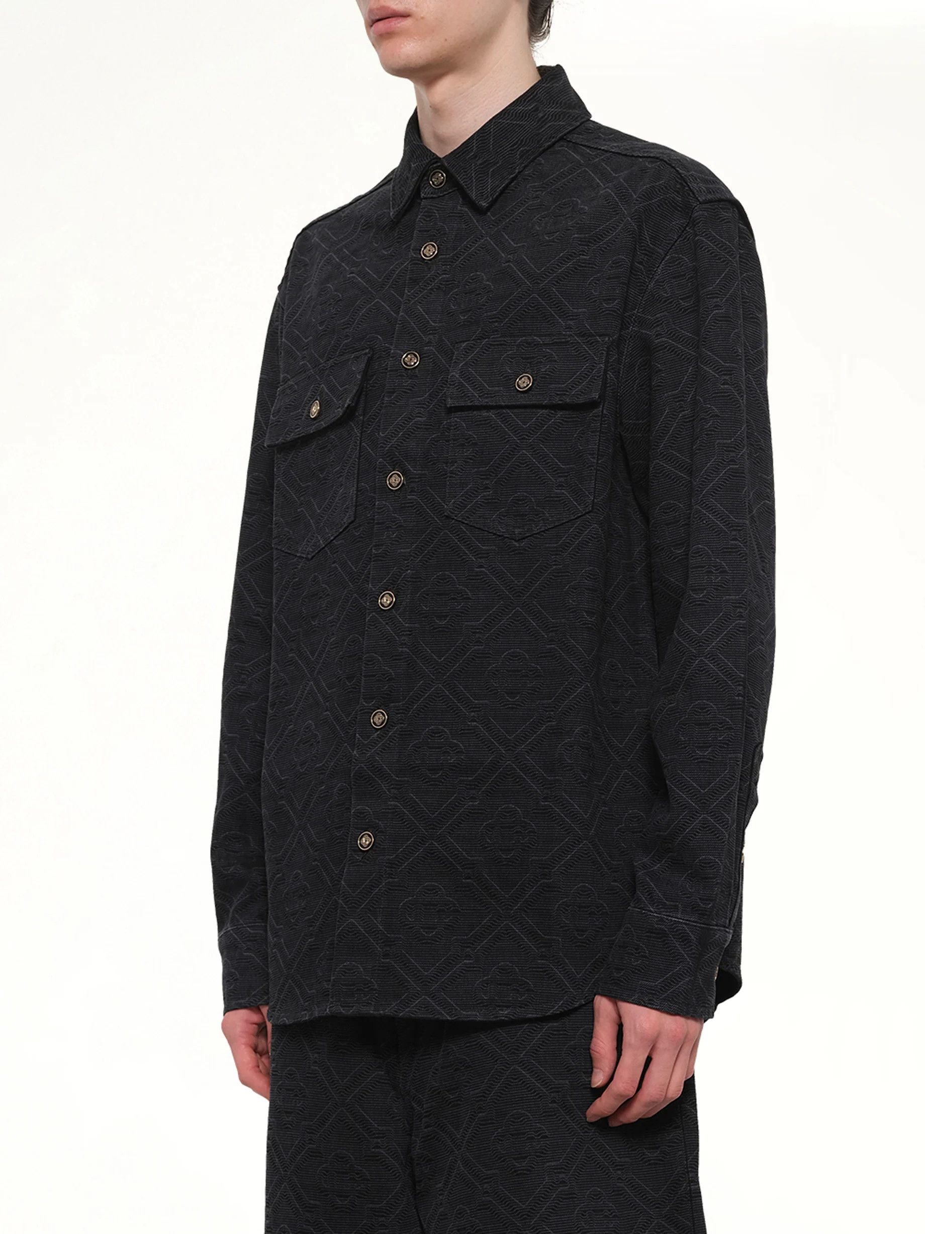 Casablanca o1h1sh10526 Laser Monogram Denim Shirt in Black Size US XL / EU 56 / 4 - 5 Thumbnail