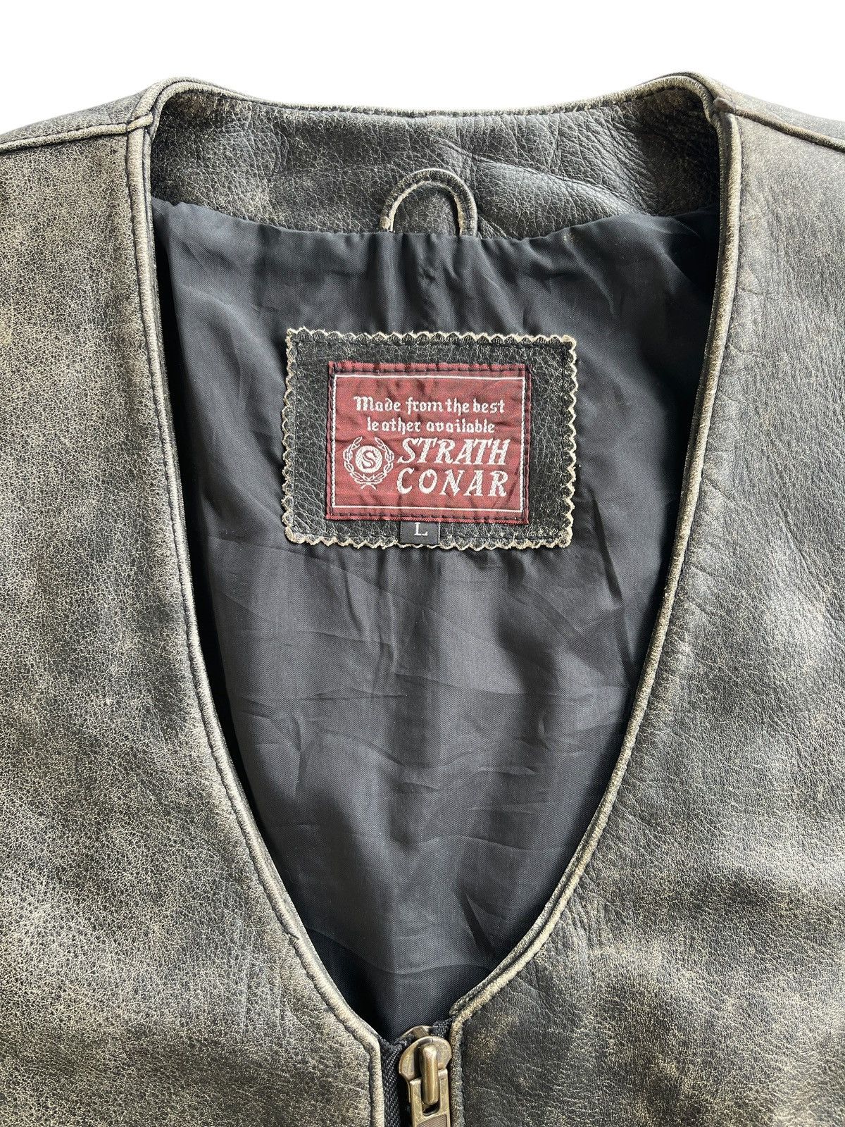 Vintage Strath Conar Cowhide Leather Motorcycle Vest Size US L / EU 52-54 / 3 - 3 Thumbnail