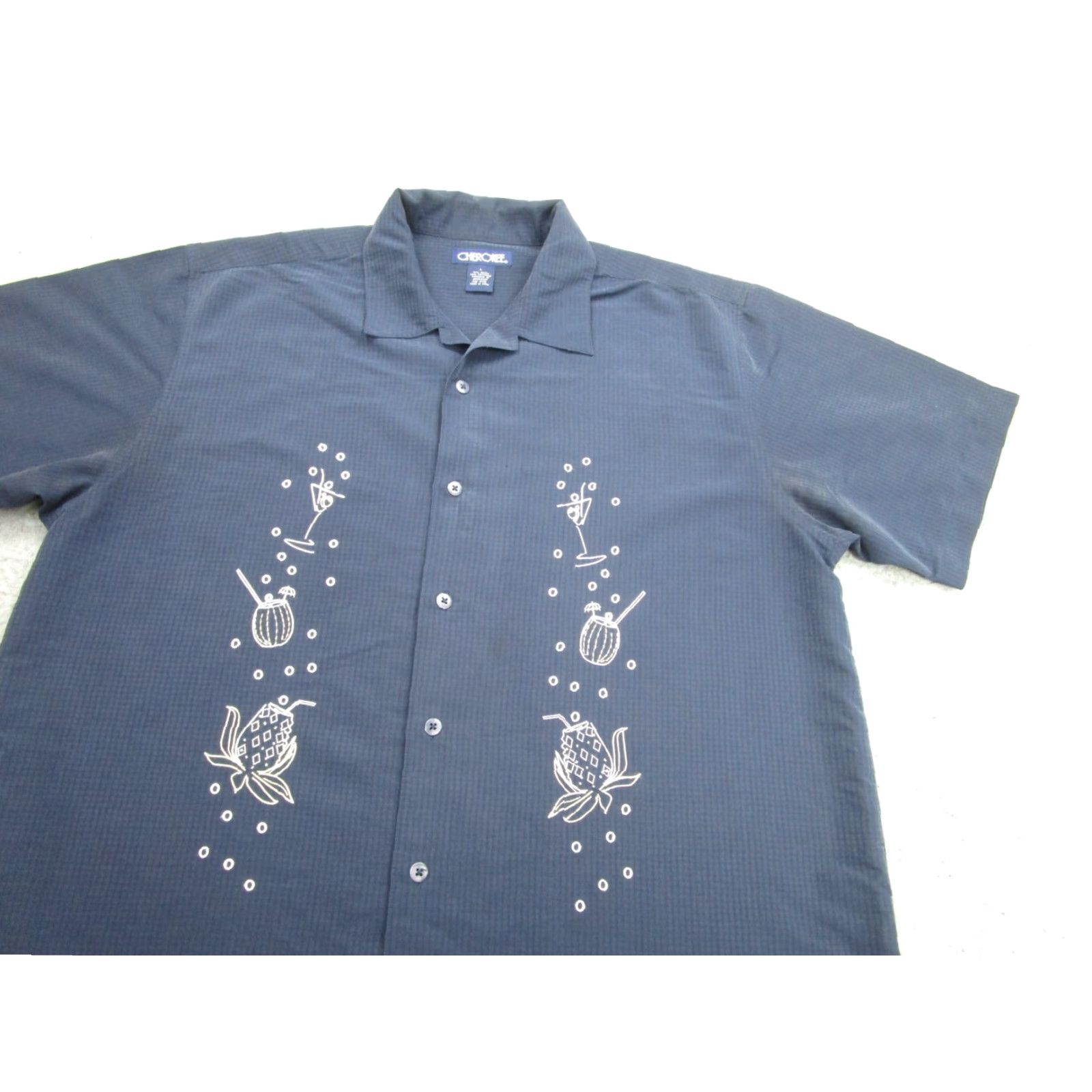 Cherokee Cherokee Shirt Mens L Blue Button-Up Hawaiian Embroidered Casino Cocktail Bowling Rockabilly Short Sleeve Collar-Point Casual Size US L / EU 52-54 / 3 - 2 Thumbnail