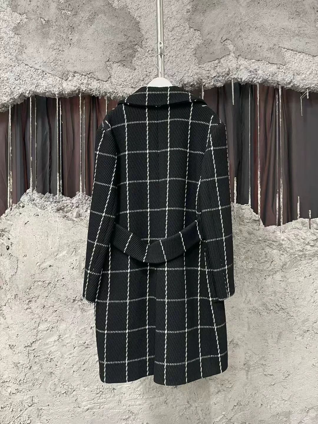 Dior Dior Black White Check Twill Lapel Wool Coat Size US 7 / EU 40 - 2 Thumbnail
