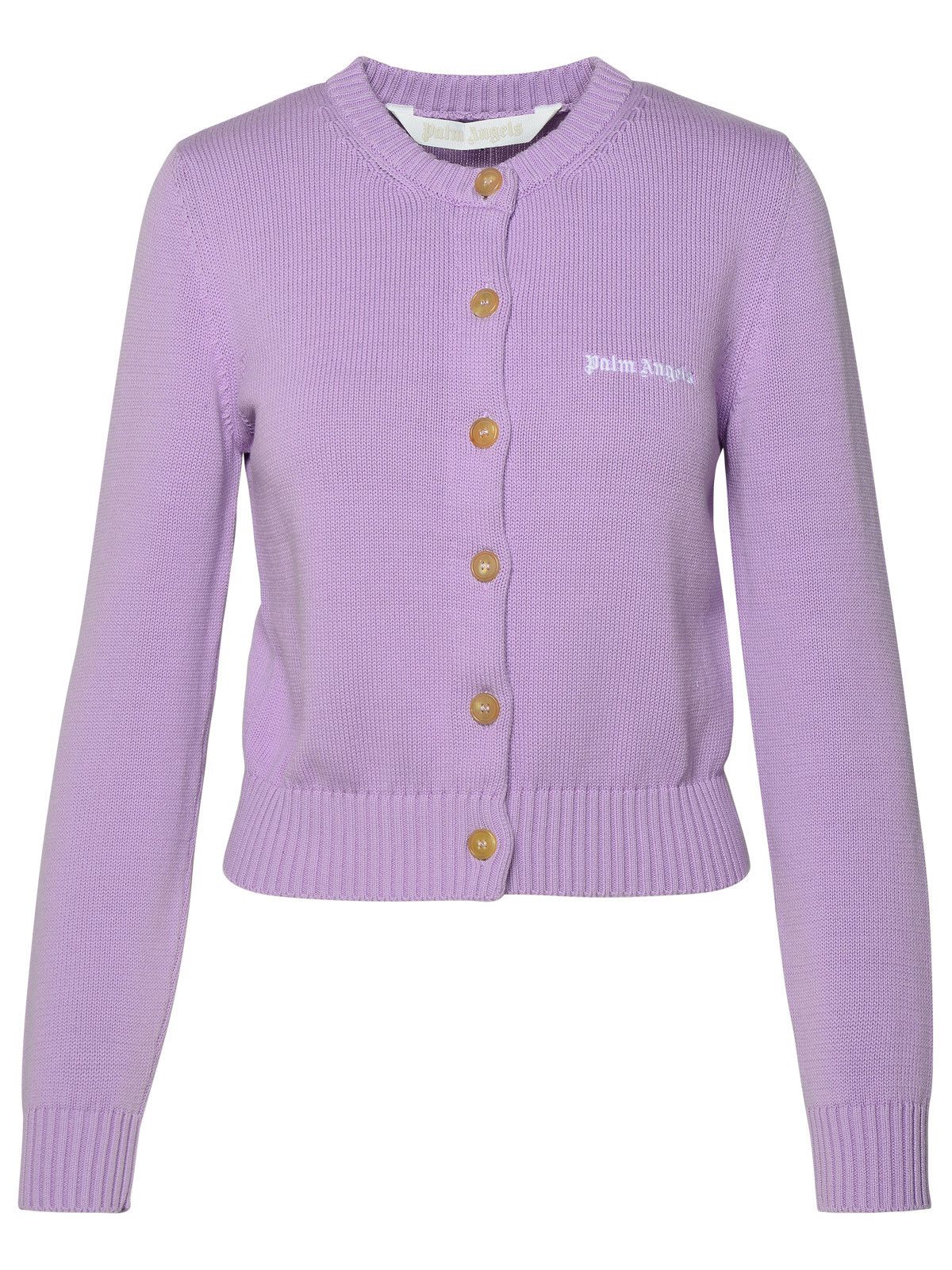 image of Palm Angels Lilac Cotton Cardigan in Liliac, Women's (Size Medium)