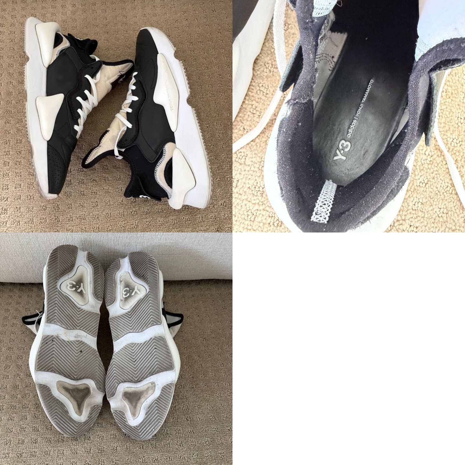 Adidas ADIDAS Y-3 Kaiwa Sneaker Black White Panda BC0908 Men US 10 Rare Shoes, Leather Upper, Rubber Outsole, Lace Up, Casual Activewear Size US 10 / EU 43 - 9 Thumbnail