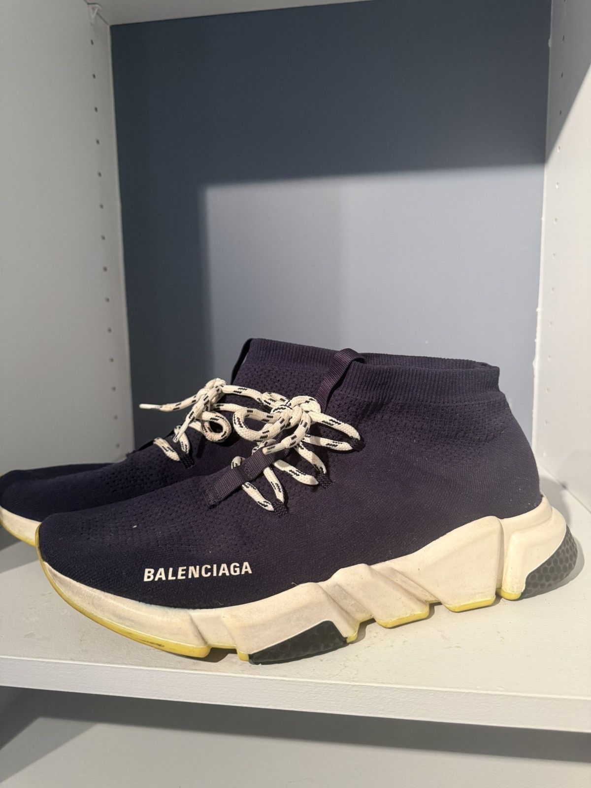 Balenciaga Balenciaga Sock Runner Navy Blue Size 10 Size US 10 / EU 43 - 3 Thumbnail