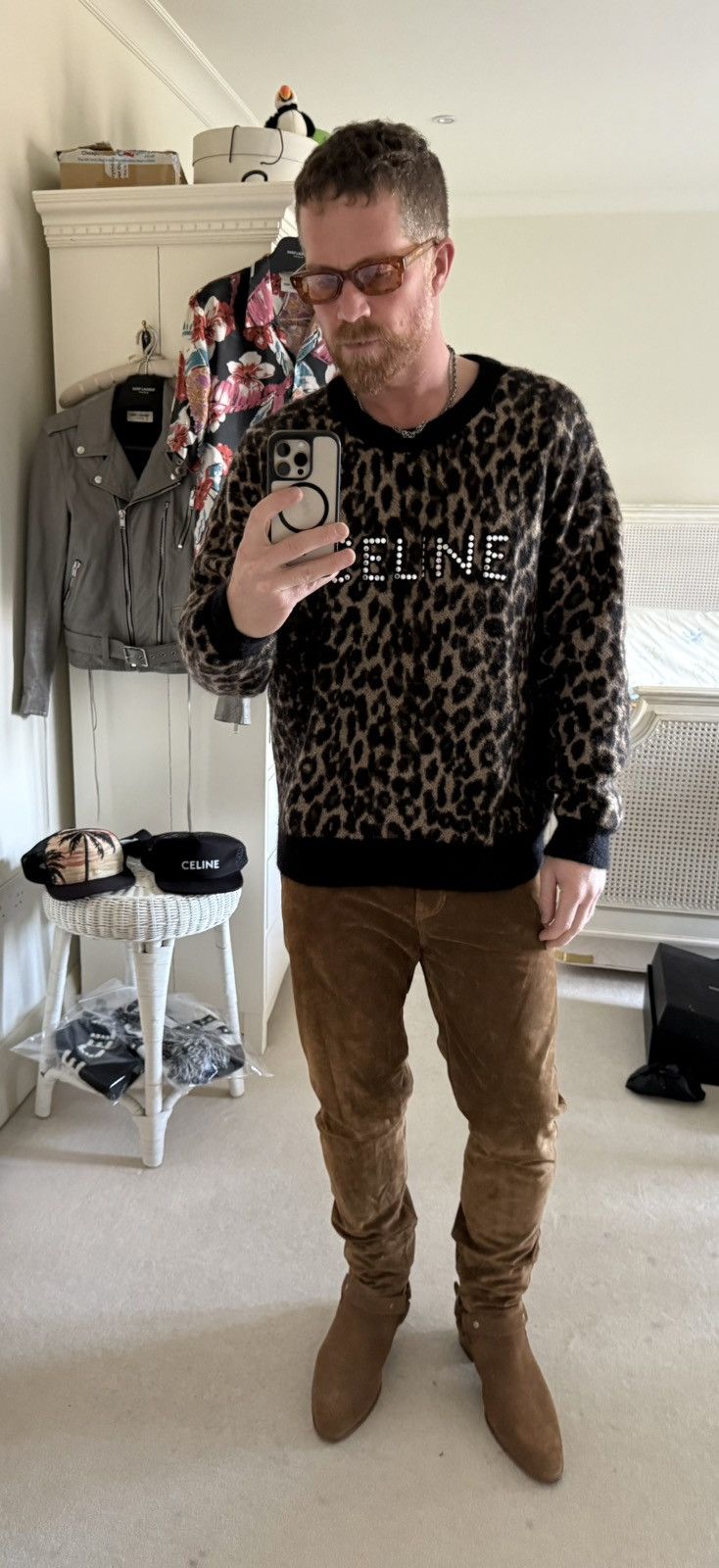 Celine FW22 Celine studded logo sweater Hedi Slimane grail leopard Size US M / EU 48-50 / 2 - 2 Thumbnail