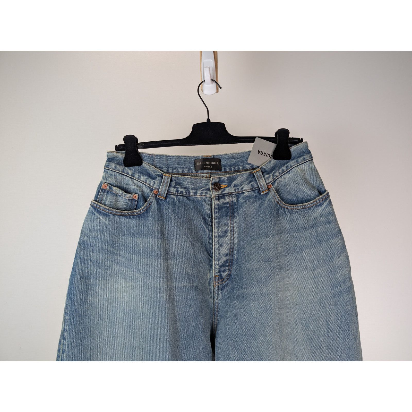 Balenciaga o1rshd1 Organic Blue Japanese Large Baggy Denim Jeans Blue Size US 32 / EU 48 - 3 Thumbnail