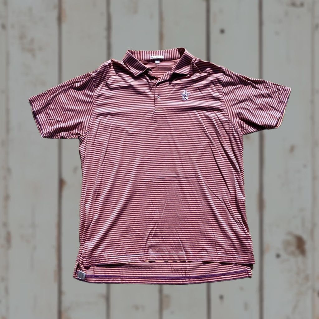 Peter Millar Peter Millar Polo Shirt Mens XXL 100% Cotton Striped Orange Purple Short Sleeve Collared Pullover Golf Casual Shirt Mens Size US XXL / EU 58 / 5 - 1 Thumbnail