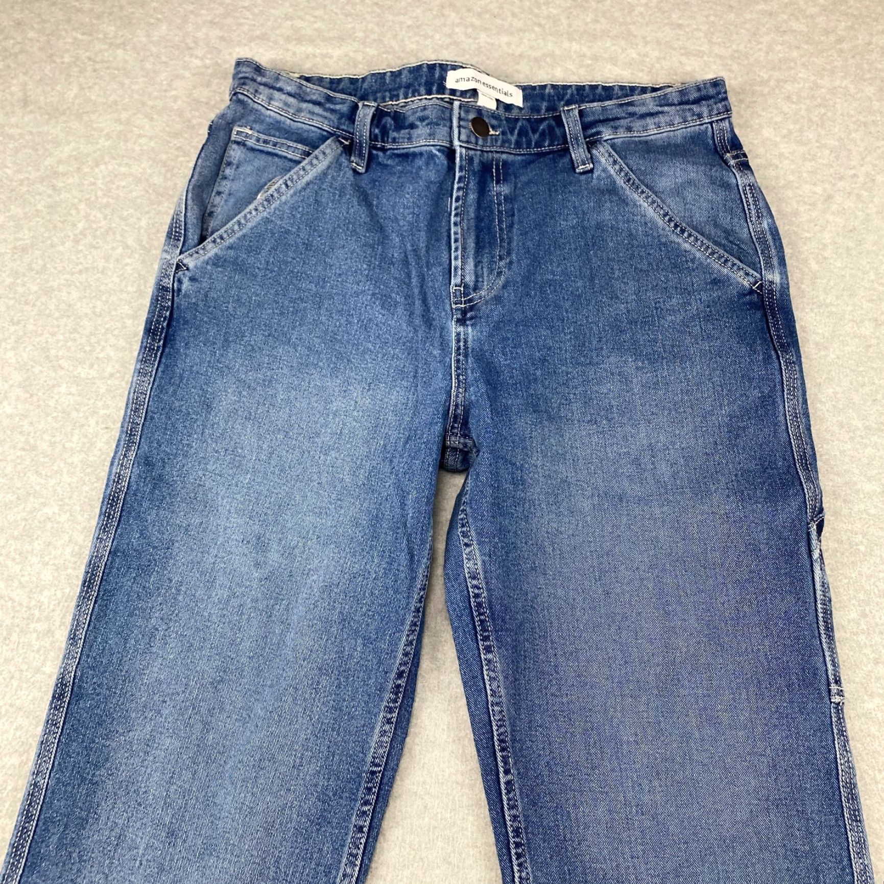 Essentials Amazon Jeans Mens 33X30 Blue Straight Leg Pockets Slimming Stretch 5-Pocket Design Regular Denim Size US 33 - 3 Thumbnail