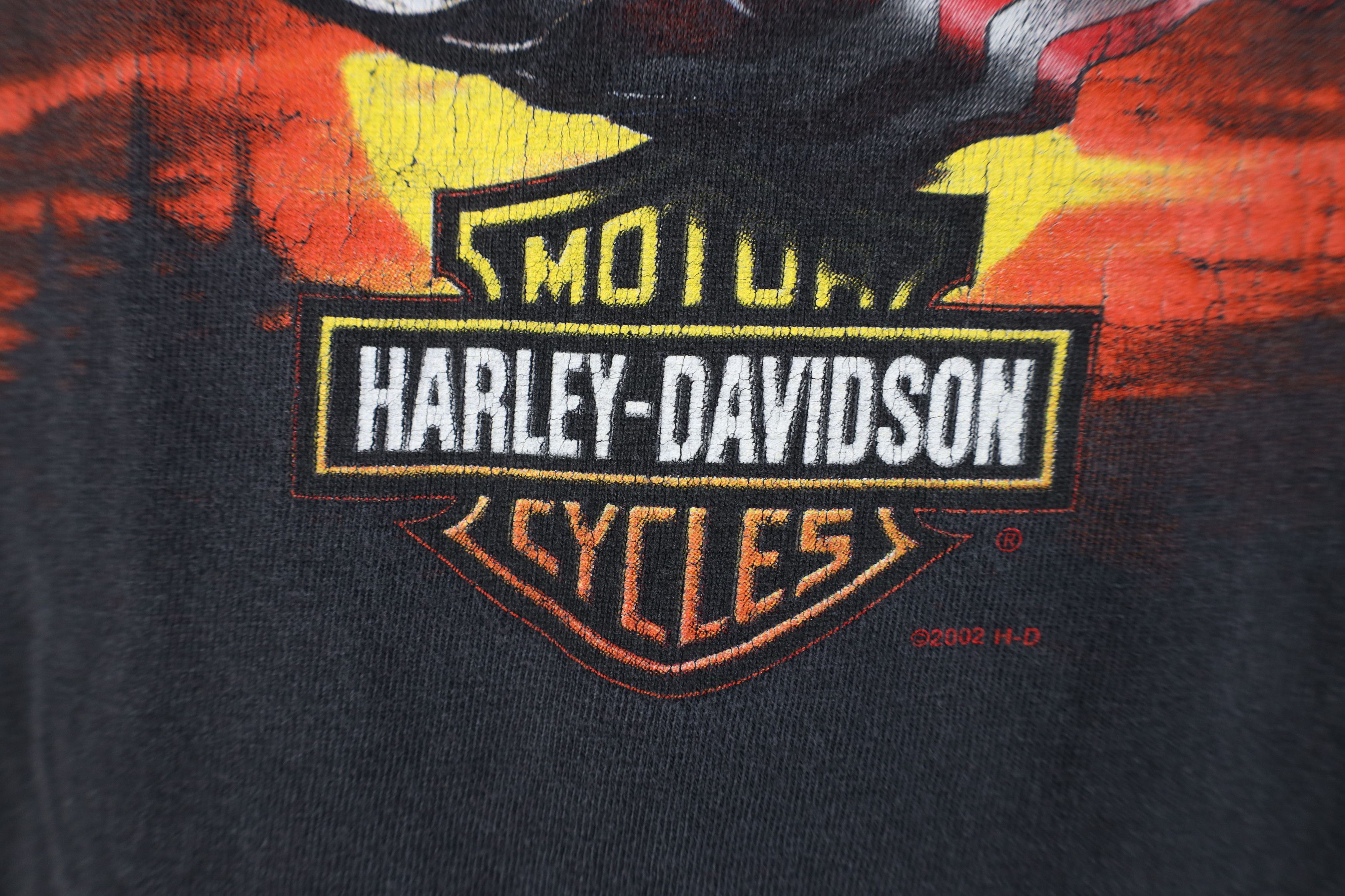 Harley Davidson Vintage Y2k 2002 Harley Davidson Eagle Flag T-Shirt USA Size US L / EU 52-54 / 3 - 5 Thumbnail