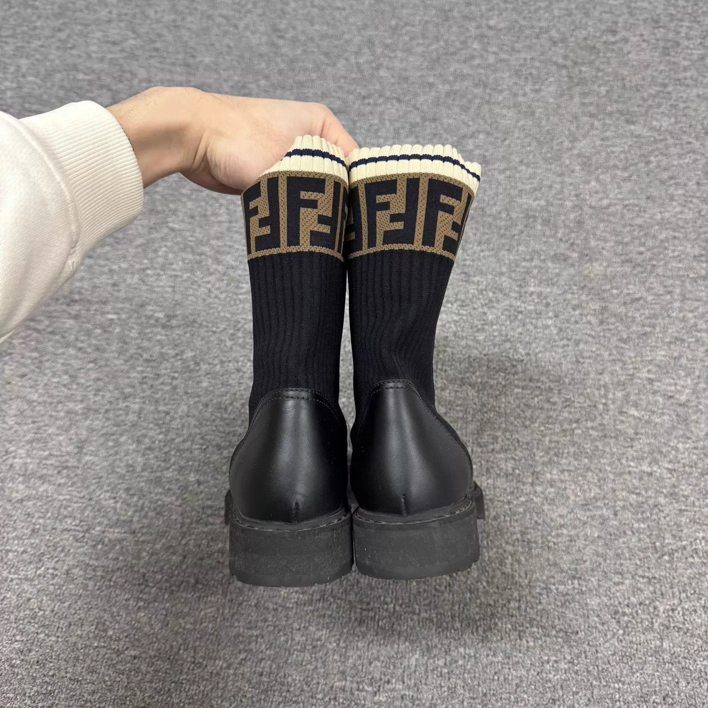Fendi Fendi FF Knit Sock Leather Lacing Short Boots 37 99 New Size US 6.5 / IT 36.5 - 4 Thumbnail