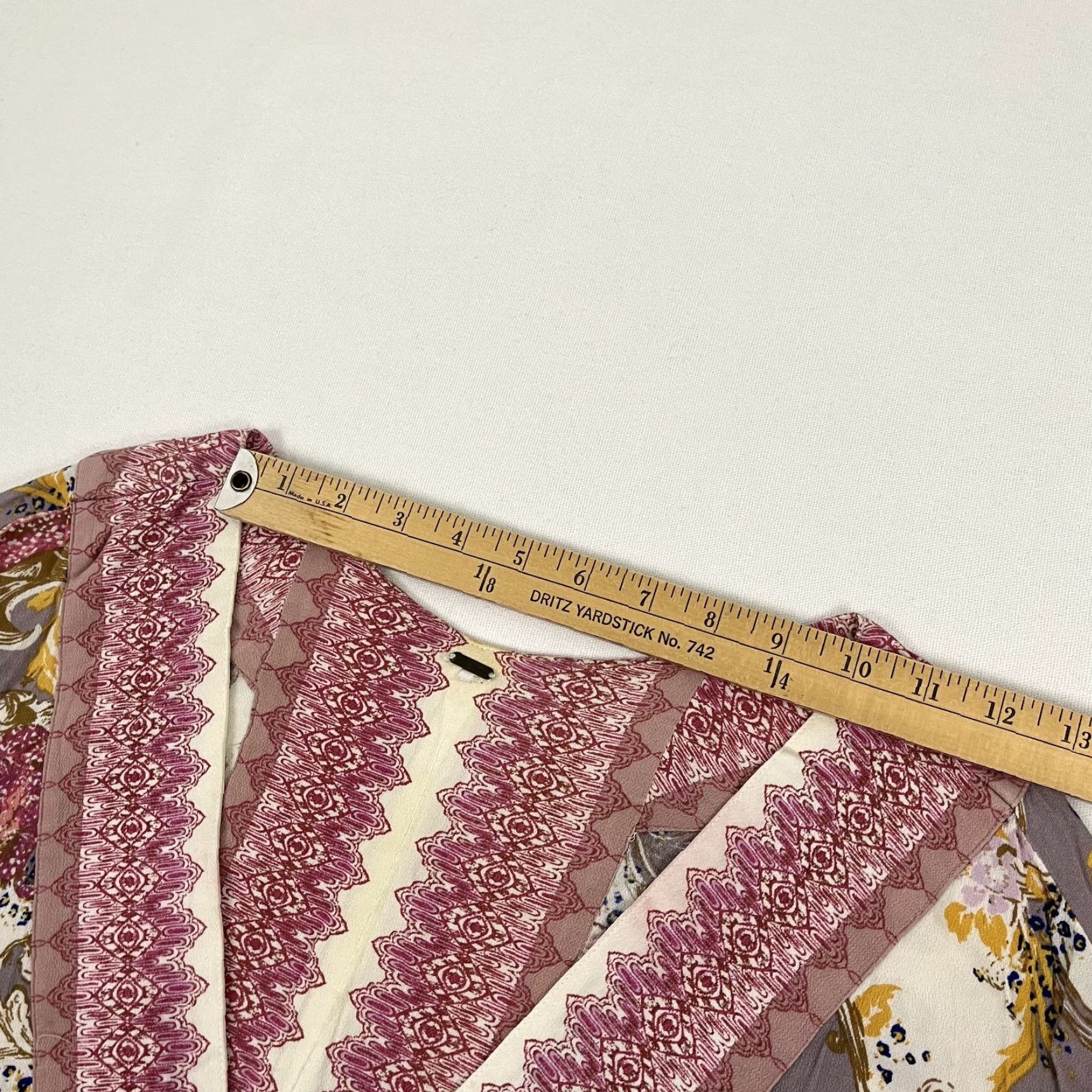 Free People Free People Blouse Womens S/M Deep V-Neck Victorian Boho Shirt Casual/Workwear 3/4 Sleeve Multicolor Geometric Pattern Regular Fit Size M / US 6-8 / IT 42-44 - 7 Thumbnail