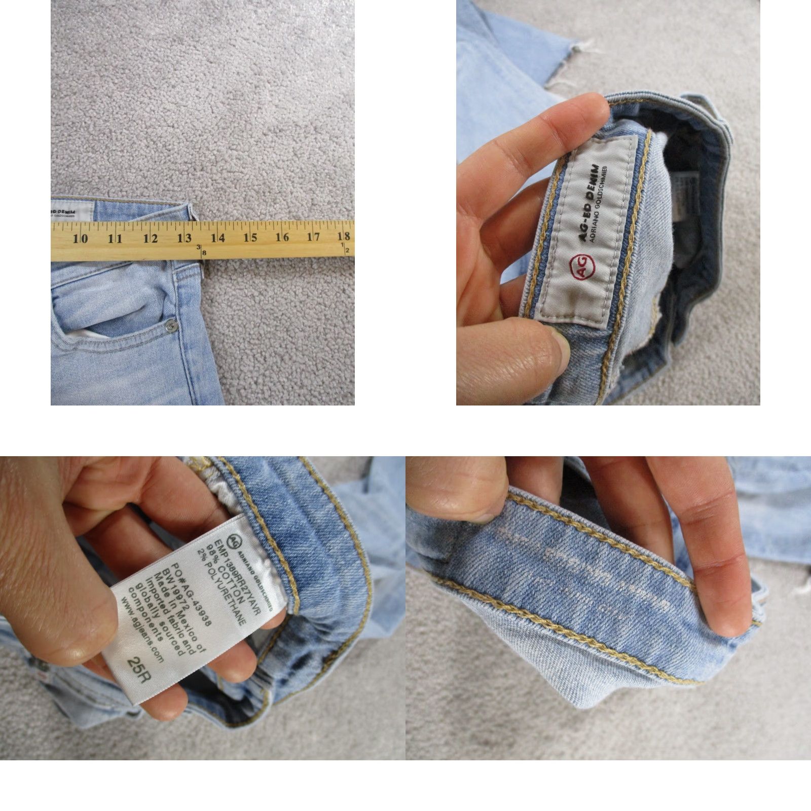 AG Jeans AG Jeans Womens 25 Light Wash Denim Raw Hem Low Rise Skinny Jeans Blue Size 42" / US 20 - 8 Thumbnail