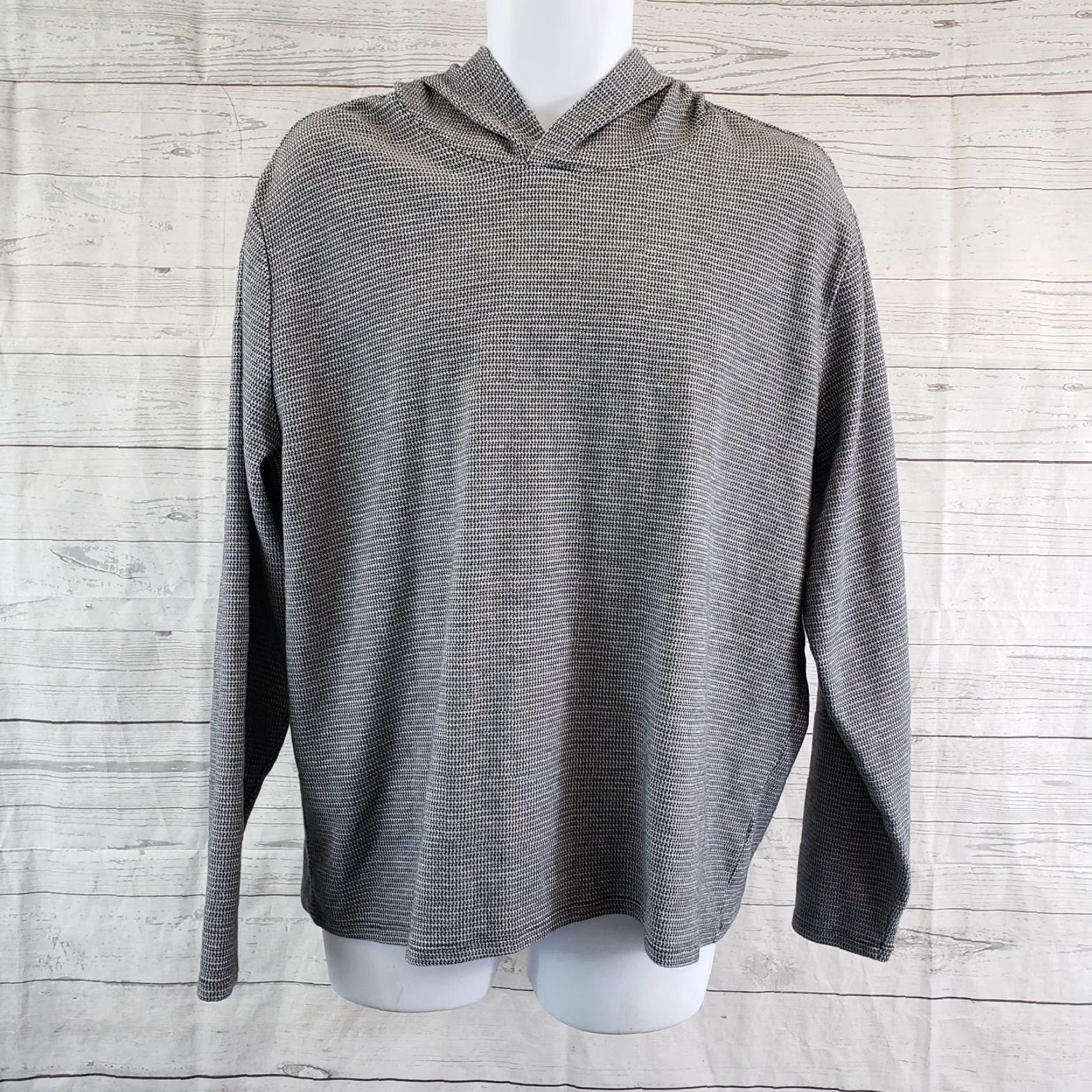 Vince Vince Mens Jacquard Hoodie Sz XL Gray Long Sleeve Cotton Blend pattern Solid Pullover Adult XL Mens Size US XL / EU 56 / 4 - 2 Thumbnail