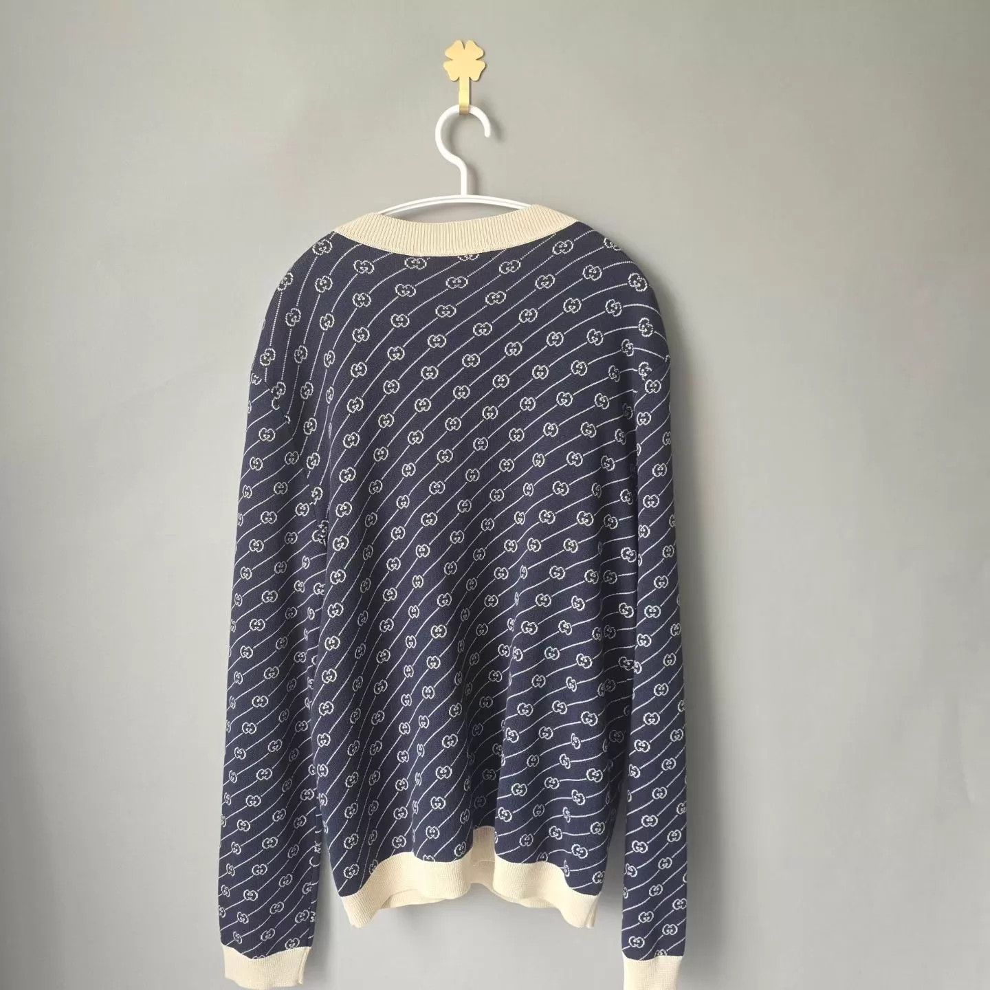 Gucci GUCCI GG All-Over Logo Diag Stripe Silk-Cotton Cardigan Size US M / EU 48-50 / 2 - 2 Thumbnail