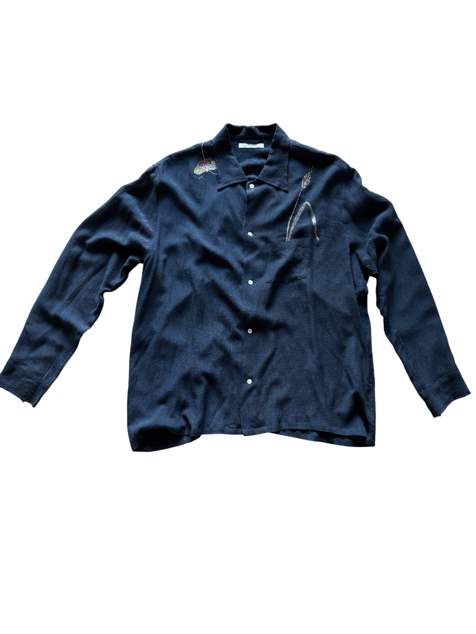 Sky High Farm Workwear Navy Blue Strawberry Embroidered Woven Shirt Size US XL / EU 56 / 4 - 2 Thumbnail