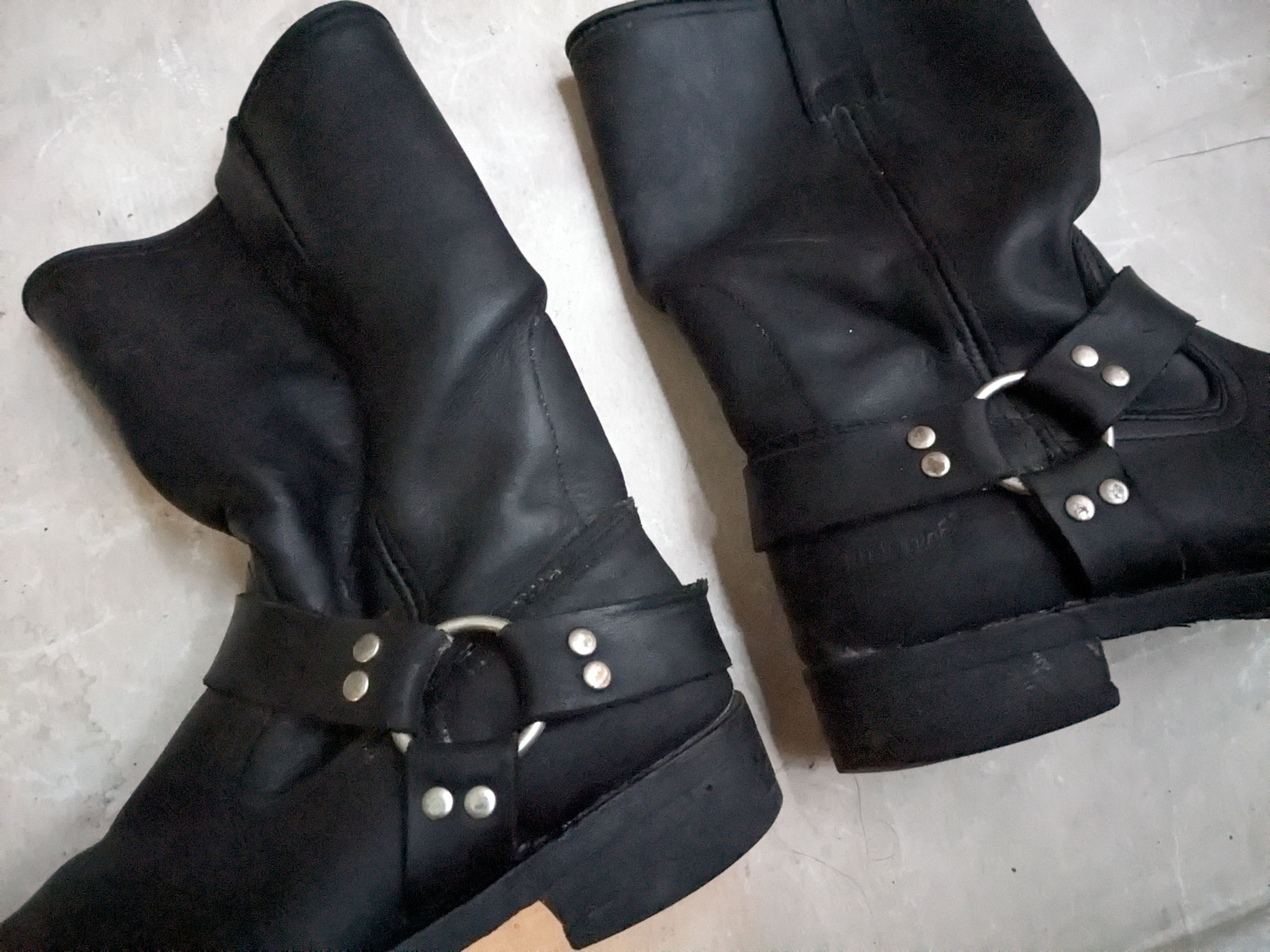 Genuine Leather Harness Boots Black Leather 11 Leather Buckle Size US 11 / EU 44 - 2 Thumbnail