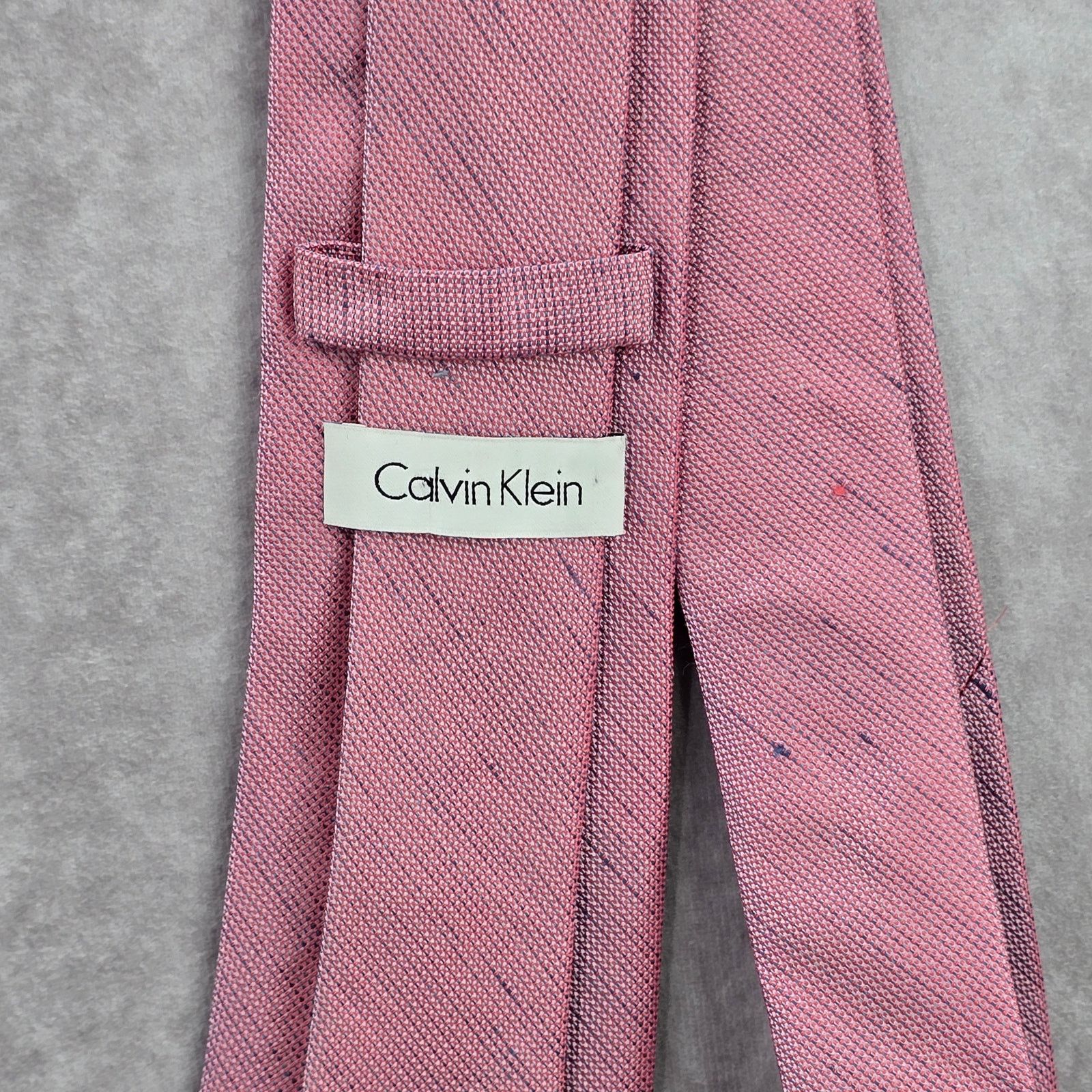 Calvin Klein Calvin Klein Pink Blue Stripe Repp Silk Linen Men's Neck Tie Size 30 - 4 Thumbnail