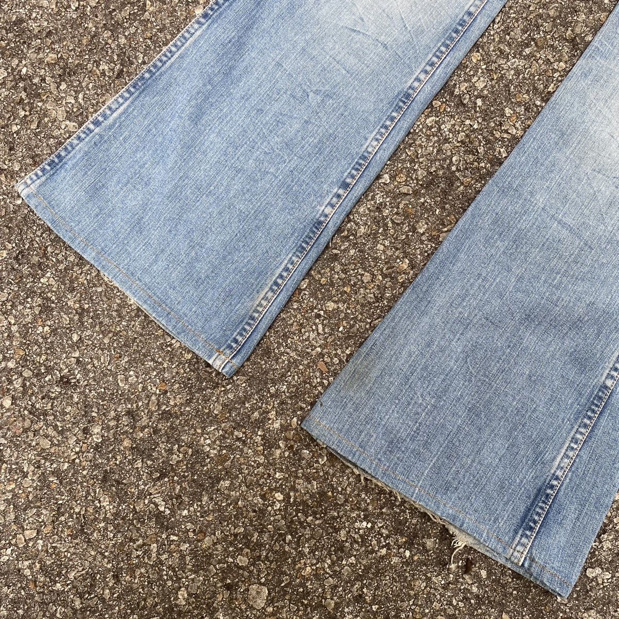 Japanese Brand Flare Jeans Wrangler Blue Washed Low Rise Bootcut Denim Size US 29 - 4 Thumbnail