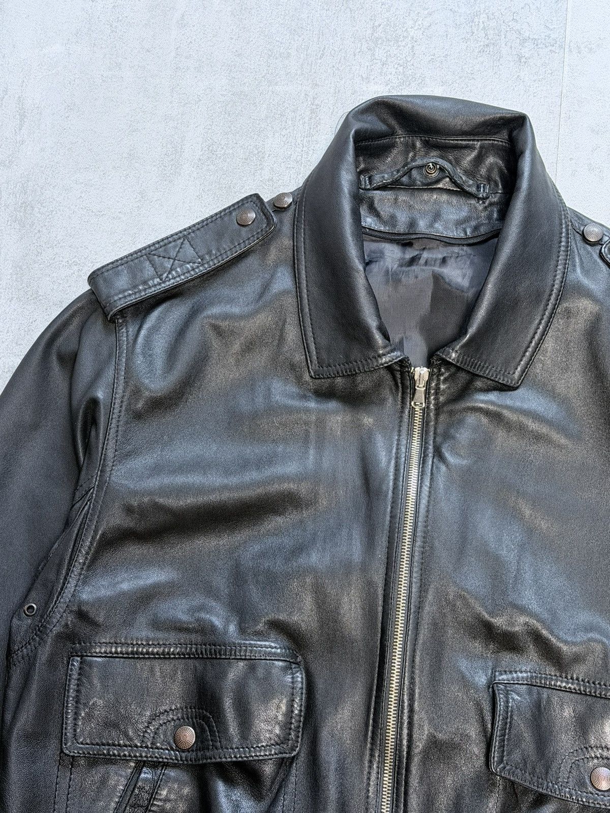 Vintage Vintage Black Shearling Guido Medici Leather Bomber Jacket Size US L / EU 52-54 / 3 - 6 Thumbnail