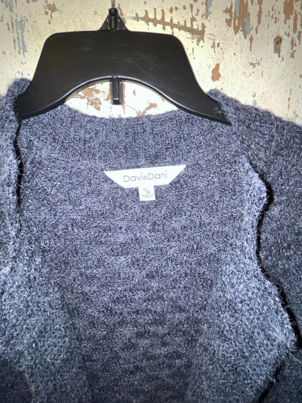 Designer Davis and Dani Long cardigan, gray blue seude pockets, s/m Size M / US 6-8 / IT 42-44 - 4 Thumbnail