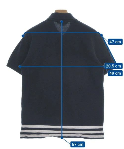 Comme des Garcons Homme Deux Polo Cotton Half Button Short Sleeve Border Hem Navy Blue Size US M / EU 48-50 / 2 - 3 Thumbnail