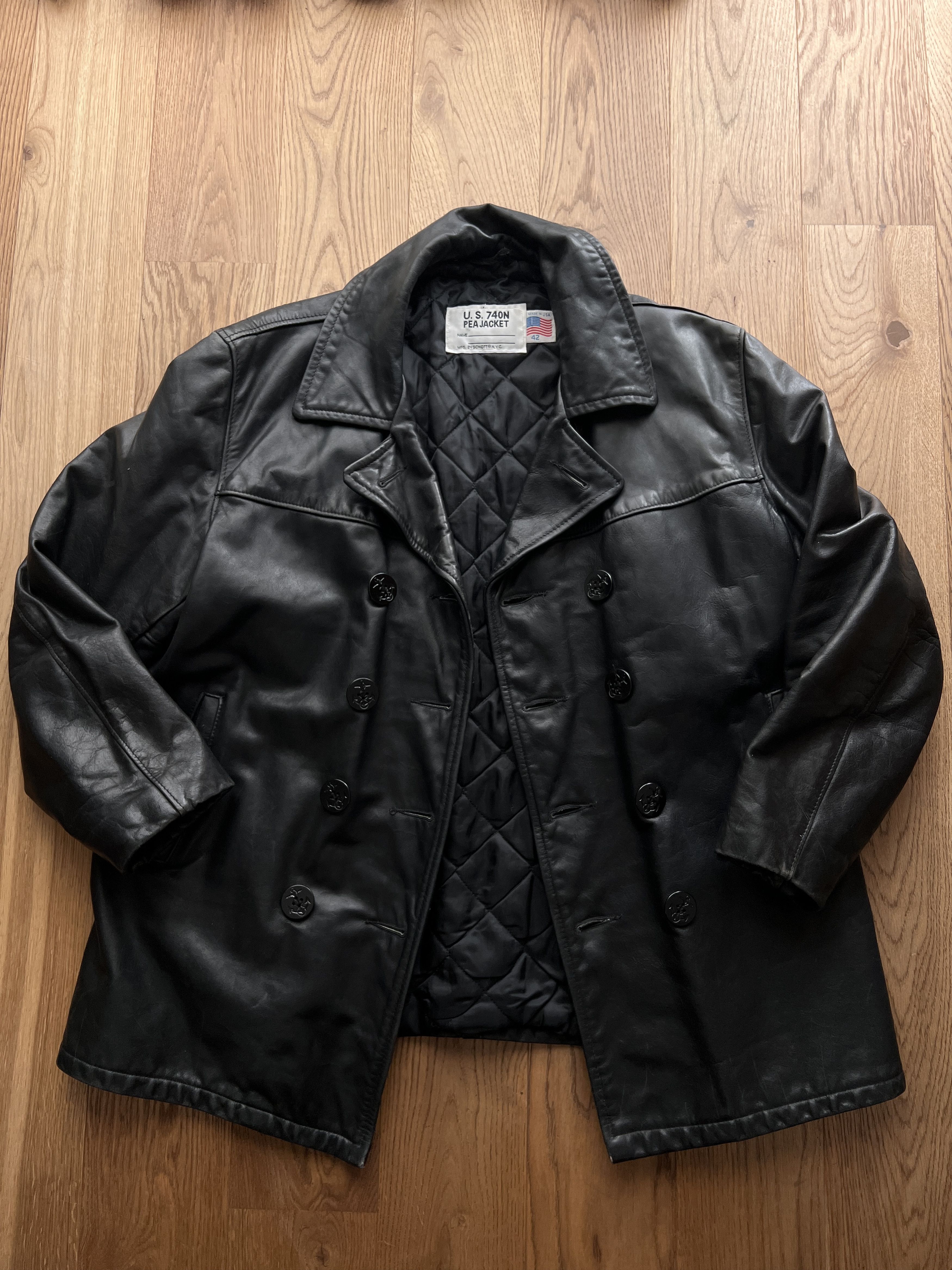Schott Schott USA 740N PEA Jacket vintage 80s Leather rare coat Size US M / EU 48-50 / 2 - 6 Thumbnail