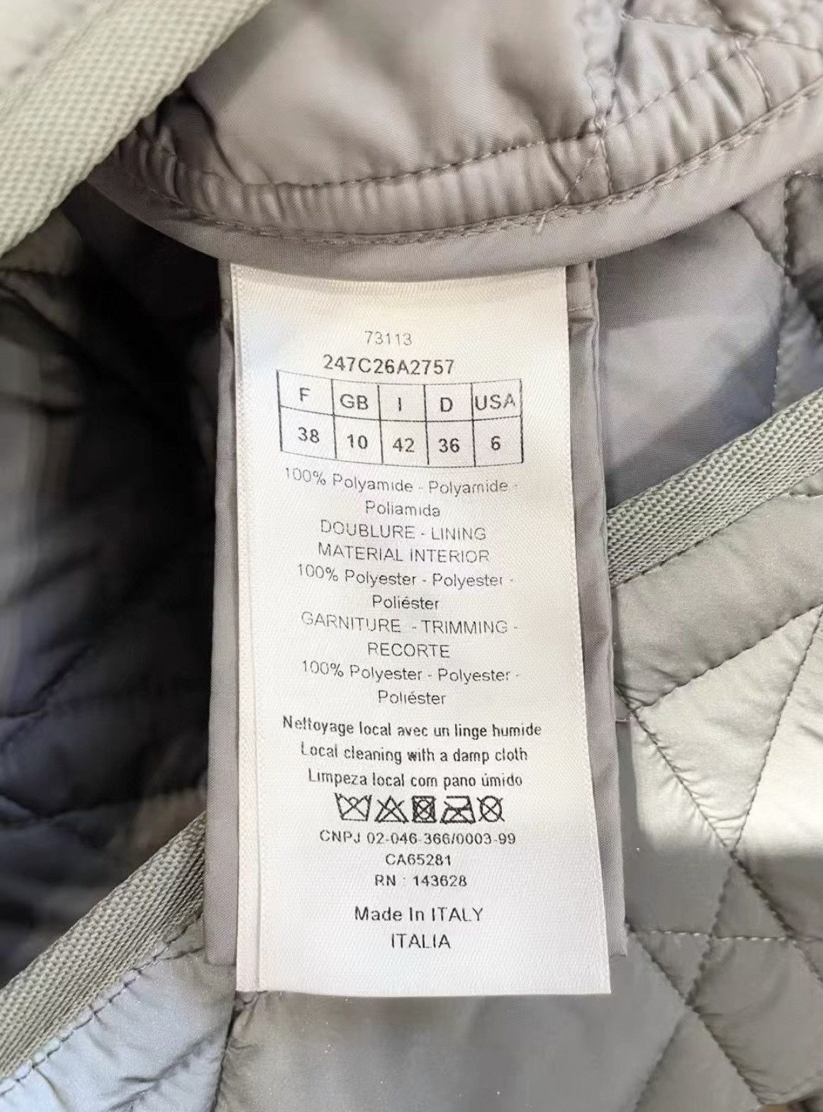 Dior Dior Classic Silver Reflective Quilted Cotton Jacket J33 Size XS / US 0-2 / IT 36-38 - 5 Thumbnail