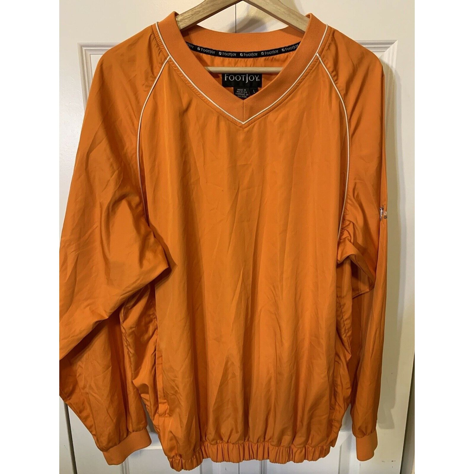 Footjoy FootJoy Windbreaker Jacket Mens Sz L Orange V Neck Pullover Size US L / EU 52-54 / 3 - 3 Thumbnail