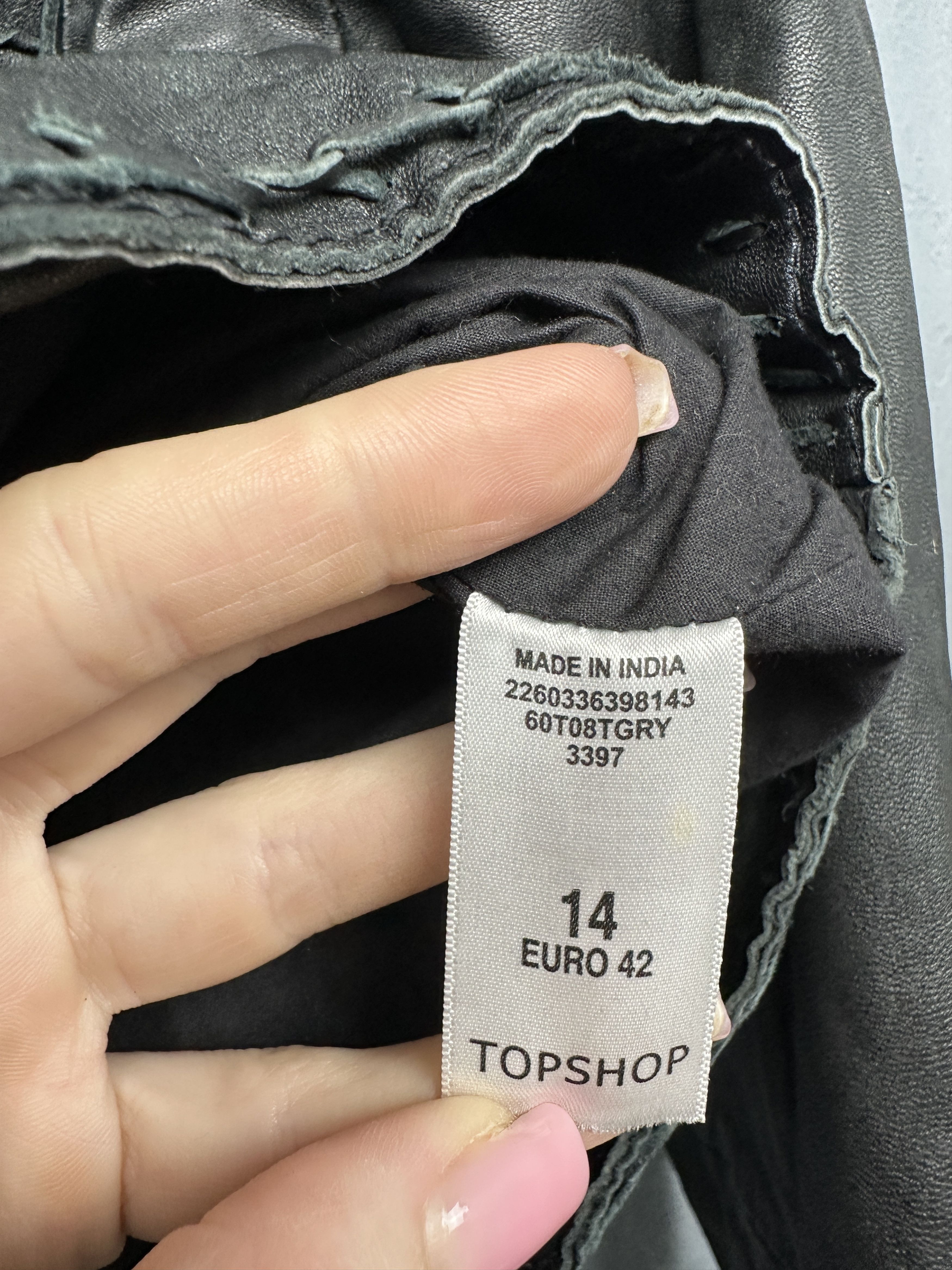 Topshop Kate Moss Topshop Patchwork Black Leather Jacket Size L / US 10 / IT 46 - 7 Thumbnail