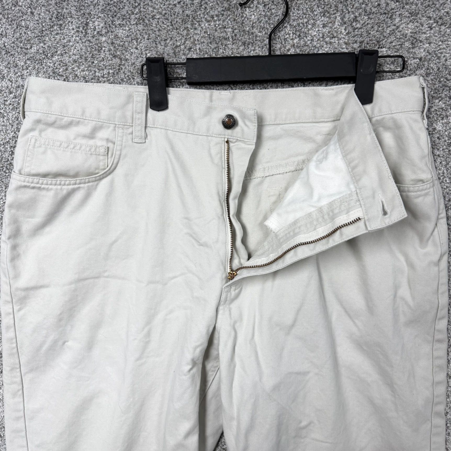 Lands' End VINTAGE Lands' End Chino Pants Mens 36 Regular White Cotton Twill 5-Pocket Tapered Leg Casual Preppy 90s Size US 36 / EU 52 - 6 Thumbnail