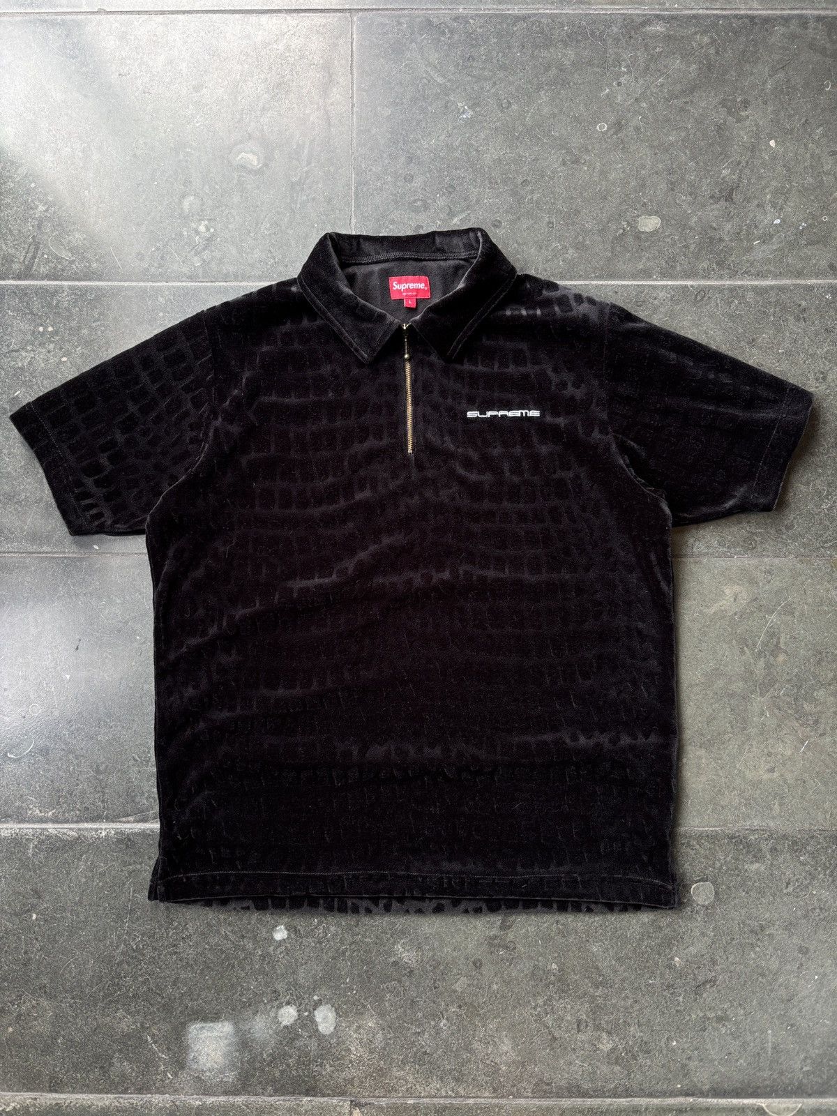 トップス Supreme Croc Velour ZIP POLO Croc Velour Zip Polo – Supreme