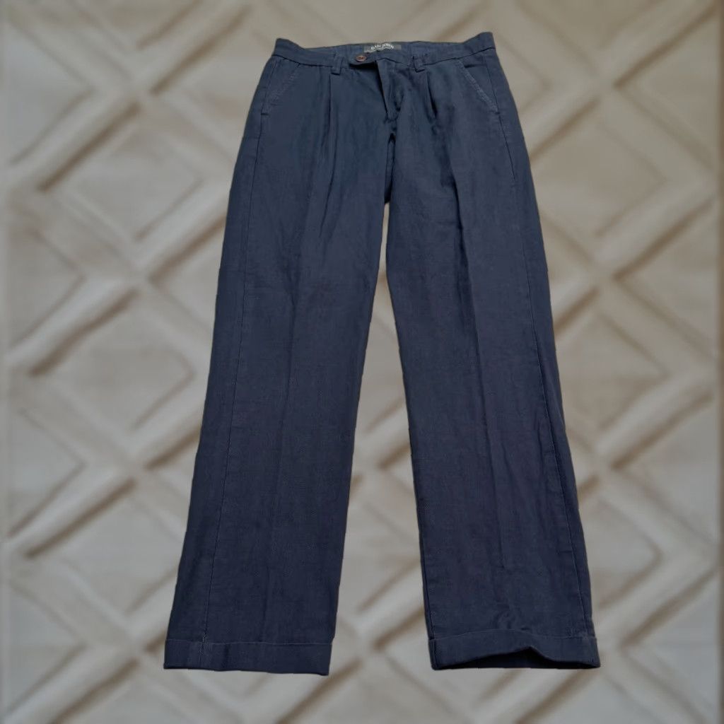 Sean John Dan John Cuffed Dress Pants Mens IT 44 28x29 Navy Blue Pleated Front Herringbone Size US 28 / EU 44 - 1 Thumbnail