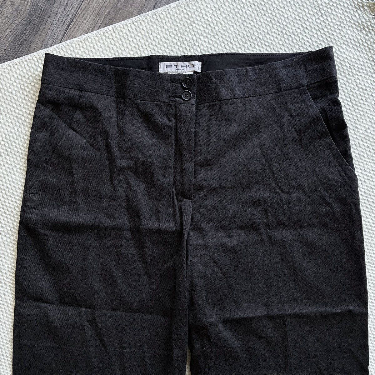 Etro ETRO Milano Silk Blend Straight Leg Patterned Black Pants Size 28" / US 6 / IT 42 - 3 Thumbnail
