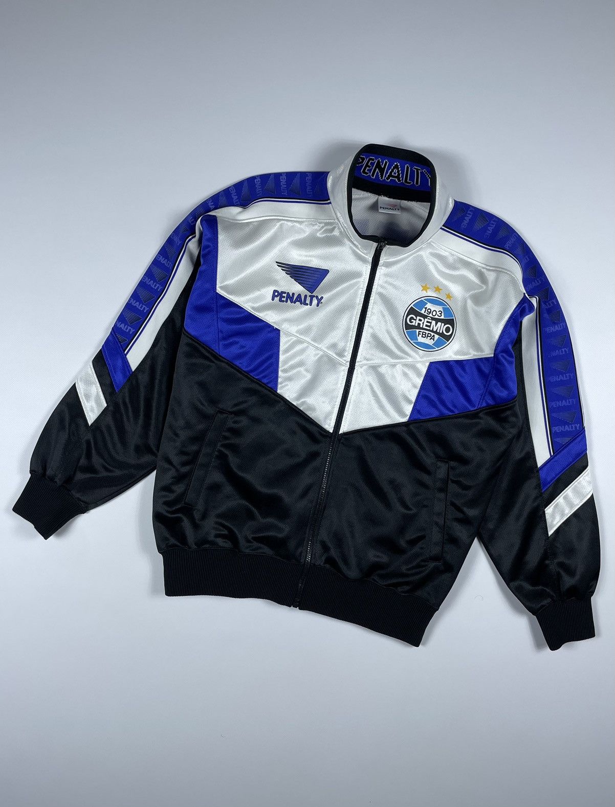 image of Vintage 90's Penalty Brazil Gremio Fbpa Soccer Track Jacket in White/Black, Men's (Size Small)