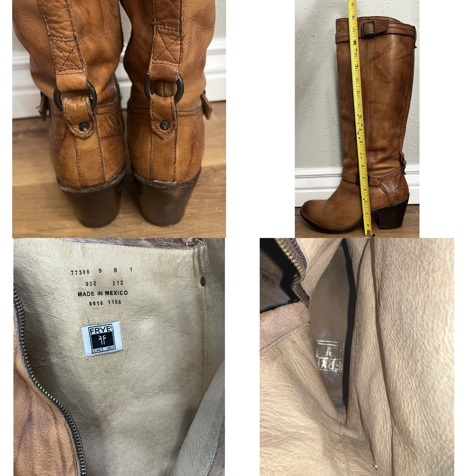 Frye FRYE Carmen Harness Tall Boot Leather Riding Biker Boots Womens 8 C Brown Leather Block Heel Knee High 2-3in Size US 8 / IT 38 - 8 Thumbnail