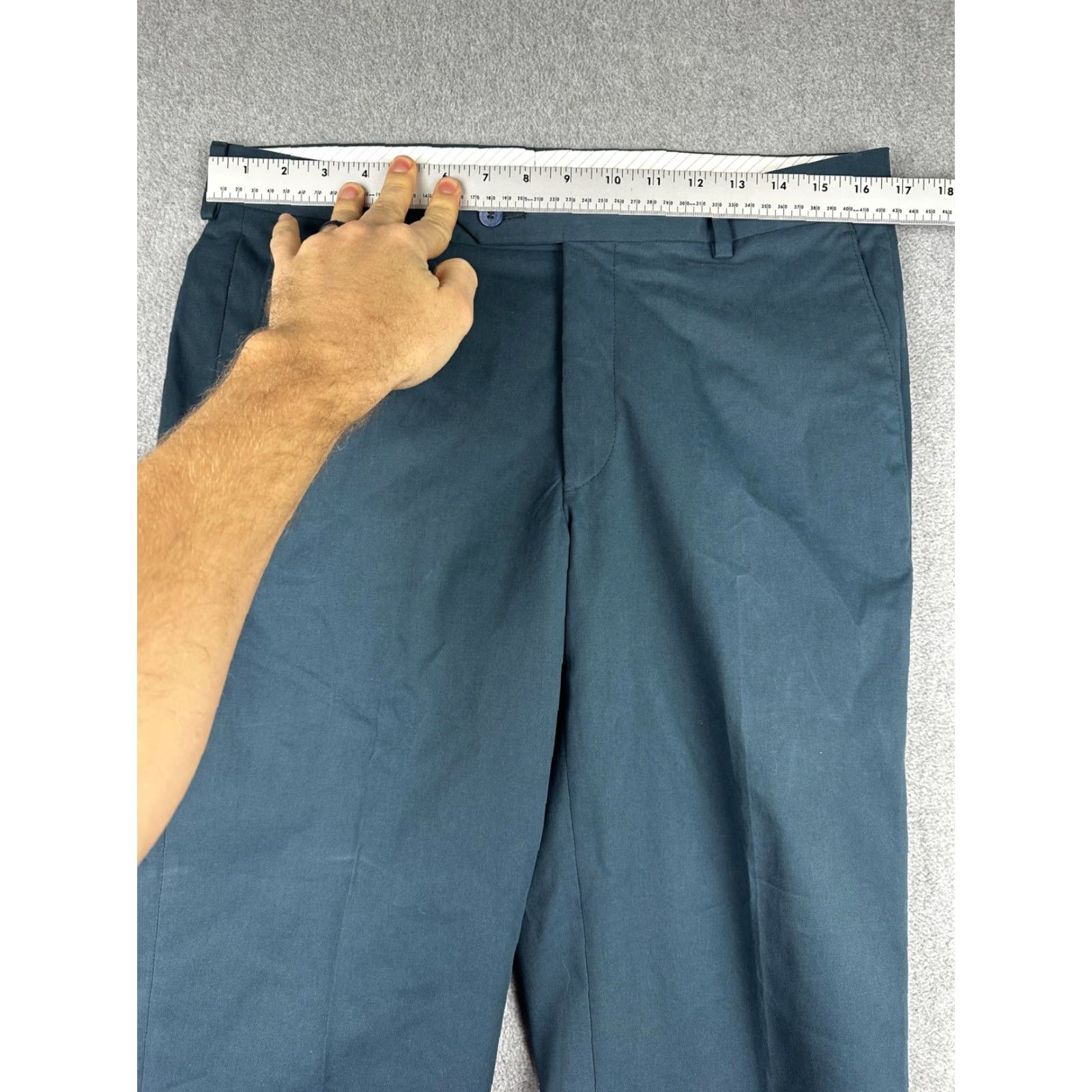 Vintage Samuelsohn Dress Pants Mens 38x32 33x28 Teal Cotton Stretch Flat Front Pockets Business Casual Slacks Canada Mens Size US 33 - 4 Thumbnail