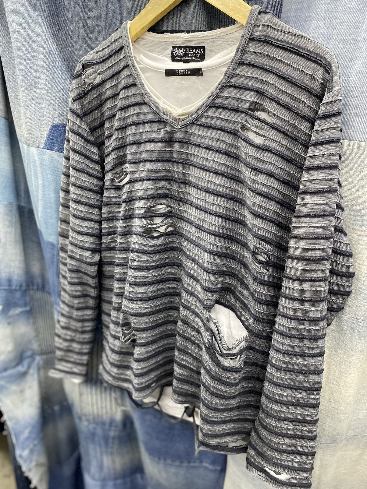 Beams Plus × Japanese Brand vintage beams heart distress longsleeve Size US M / EU 48-50 / 2 - 7 Thumbnail