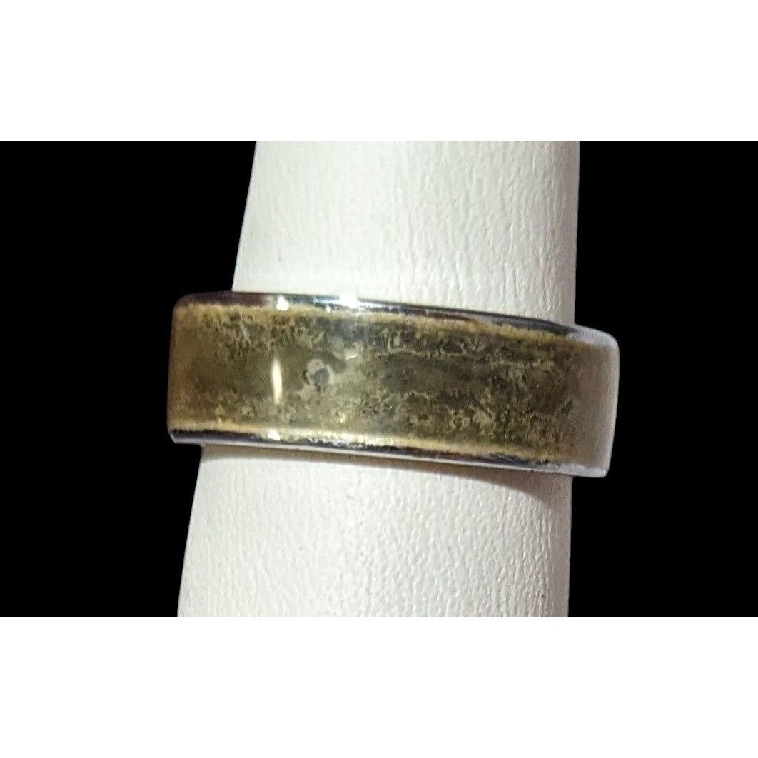 Other Casual Grunge Silver Tone Crackled Green/Brown Inlay Ring Si Size ONE SIZE - 4 Thumbnail