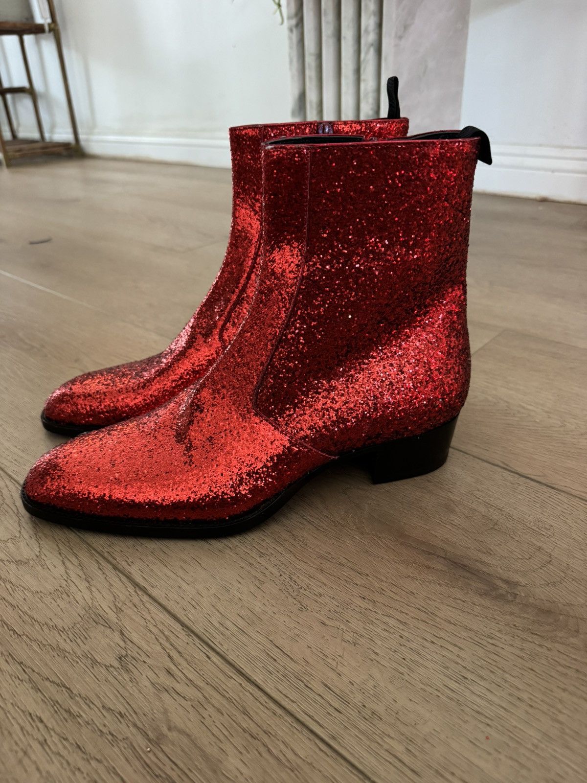 Saint Laurent Paris New Hedi FW16 Red Glitter Wyatts 43 Size US 10 / EU 43 - 1 Thumbnail