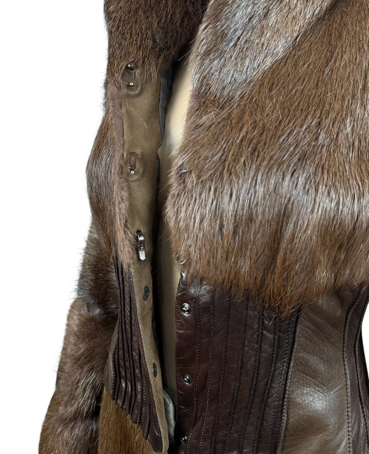 Designer × Genuine Leather Maryna Yaroslavskaya Real Fur Nutria Leather Coat size S Size S / US 4 / IT 40 - 13 Thumbnail