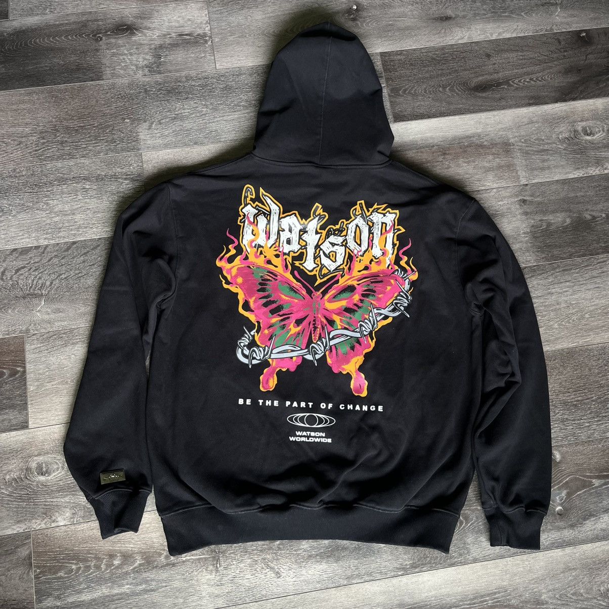 Vintage Watson Studios Worldwide Apparel Rebel Born Butterfly Hoodie Size US XL / EU 56 / 4 - 1 Thumbnail