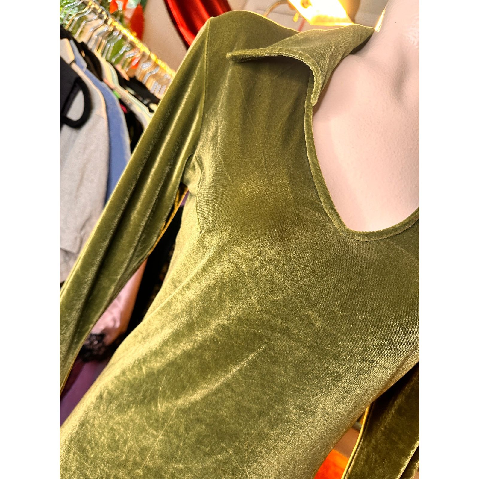 Other Glamorous Y2k velvety green dress with feathered cuffs Size S / US 4 / IT 40 - 7 Thumbnail